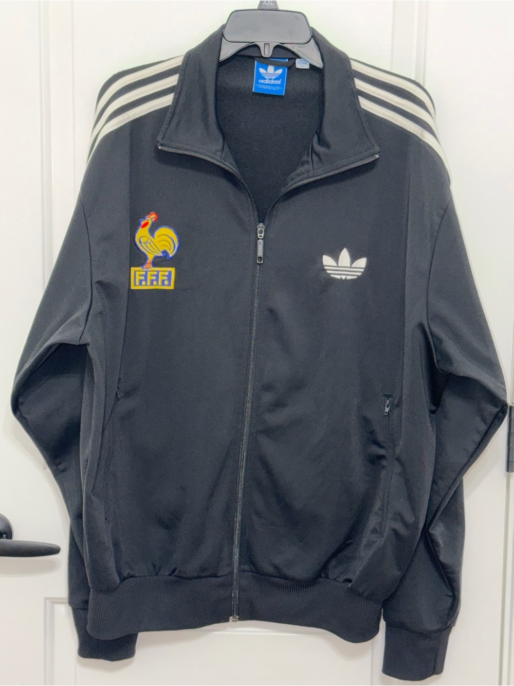 adidas Originals Retro/Y2K FFF France Track Jacket Black White 3-Stripe Men's XL